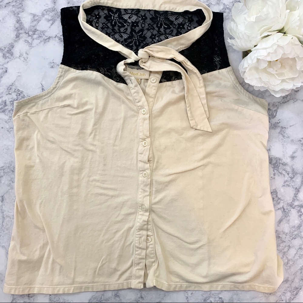 1X ModCloth sleeveless top button down shirt